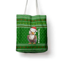 Tajikistan Christmas Tote Bag with Santa Hat Eagle Green Snowflake Pattern and Holiday Design - Wonder Print Shop