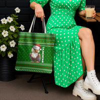 Tajikistan Christmas Tote Bag with Santa Hat Eagle Green Snowflake Pattern and Holiday Design - Wonder Print Shop