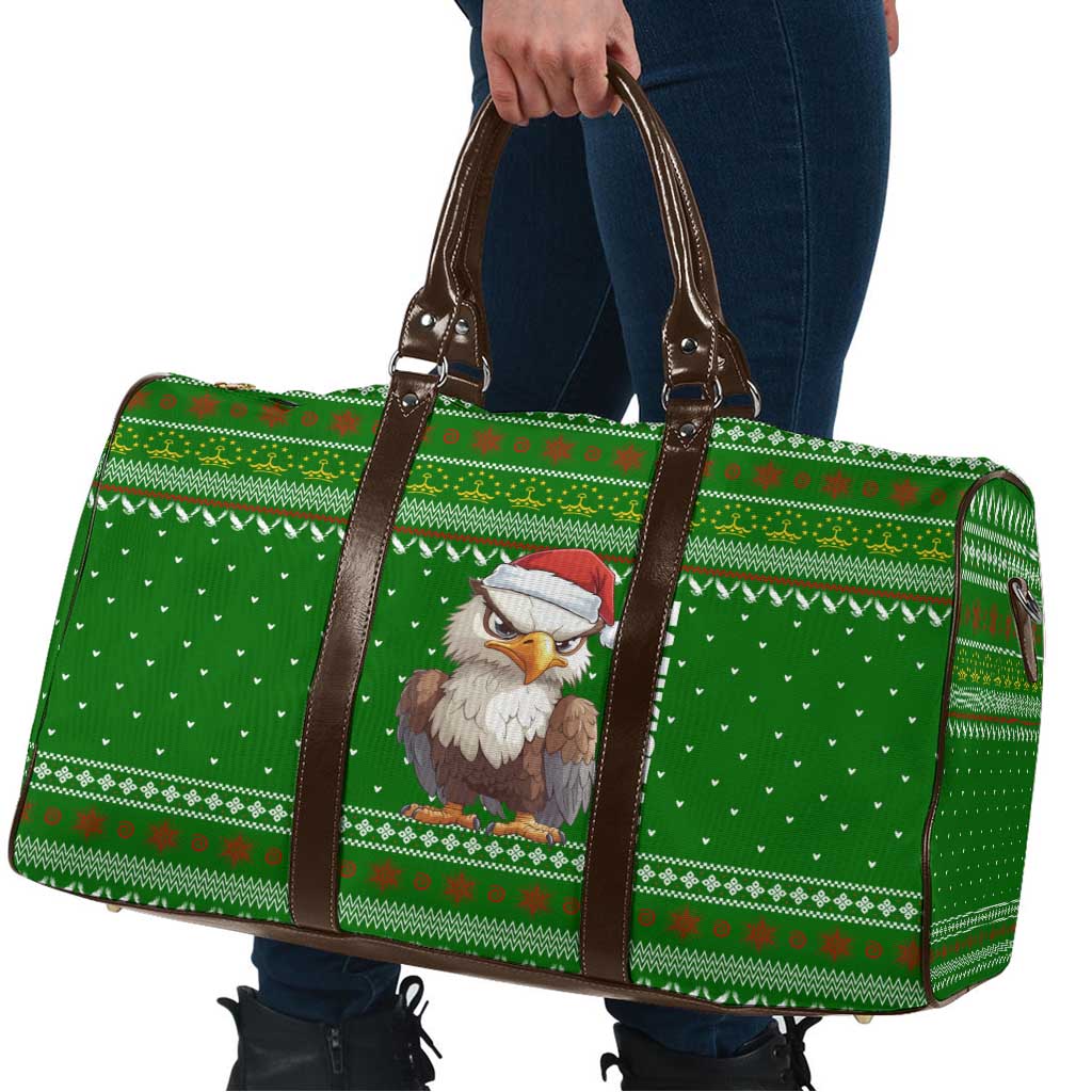 Tajikistan Christmas Travel Bag with Santa Hat Eagle Green Snowflake Pattern and Holiday Design - Wonder Print Shop