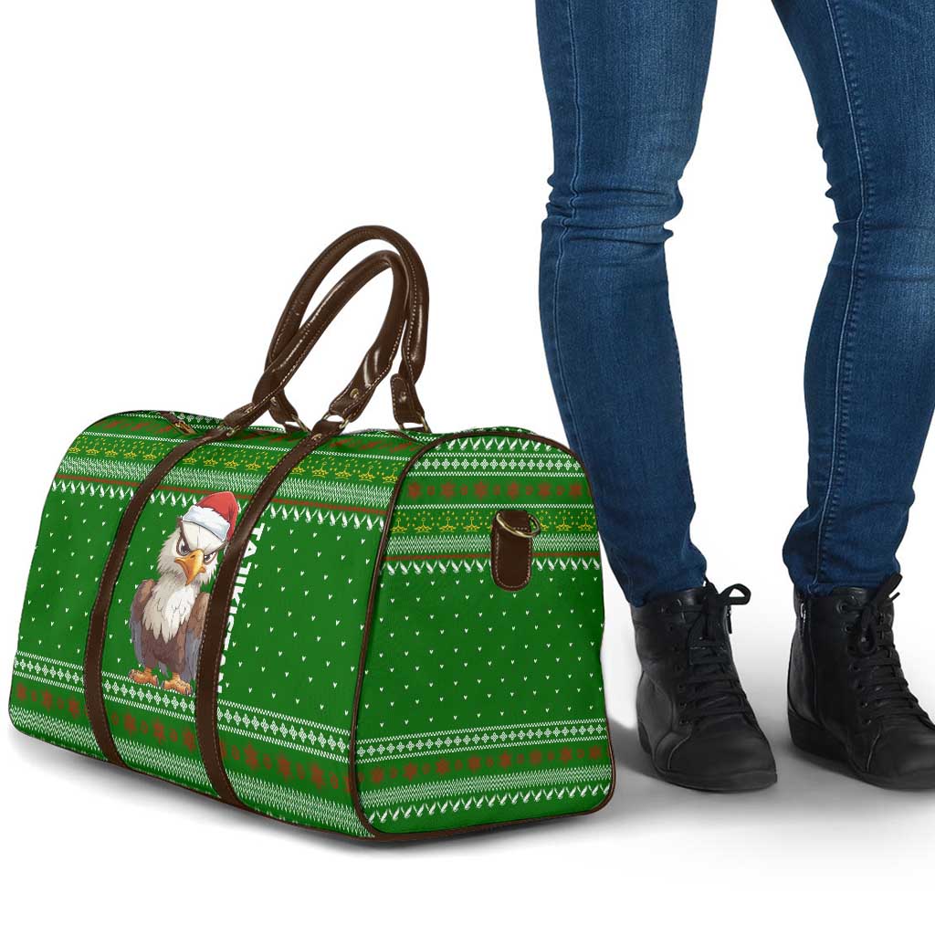 Tajikistan Christmas Travel Bag with Santa Hat Eagle Green Snowflake Pattern and Holiday Design - Wonder Print Shop