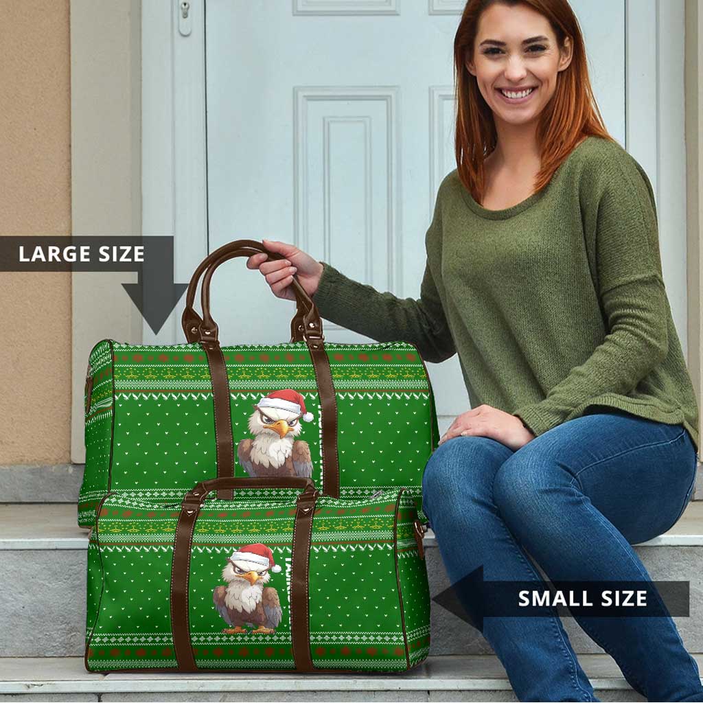 Tajikistan Christmas Travel Bag with Santa Hat Eagle Green Snowflake Pattern and Holiday Design - Wonder Print Shop