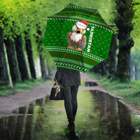 Tajikistan Christmas Umbrella with Santa Hat Eagle Green Snowflake Pattern and Holiday Design - Wonder Print Shop