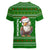Tajikistan Christmas Women V-Neck T-Shirt with Santa Hat Eagle Green Snowflake Pattern and Holiday Design - Wonder Print Shop