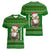 Tajikistan Christmas Women V-Neck T-Shirt with Santa Hat Eagle Green Snowflake Pattern and Holiday Design - Wonder Print Shop