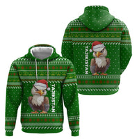 Tajikistan Christmas Zip Hoodie with Santa Hat Eagle Green Snowflake Pattern and Holiday Design - Wonder Print Shop