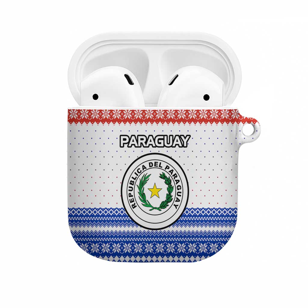 Paraguay Christmas AirPods Case with Red-White-Blue Design, National Seal, and Santa Motif - Wonder Print Shop