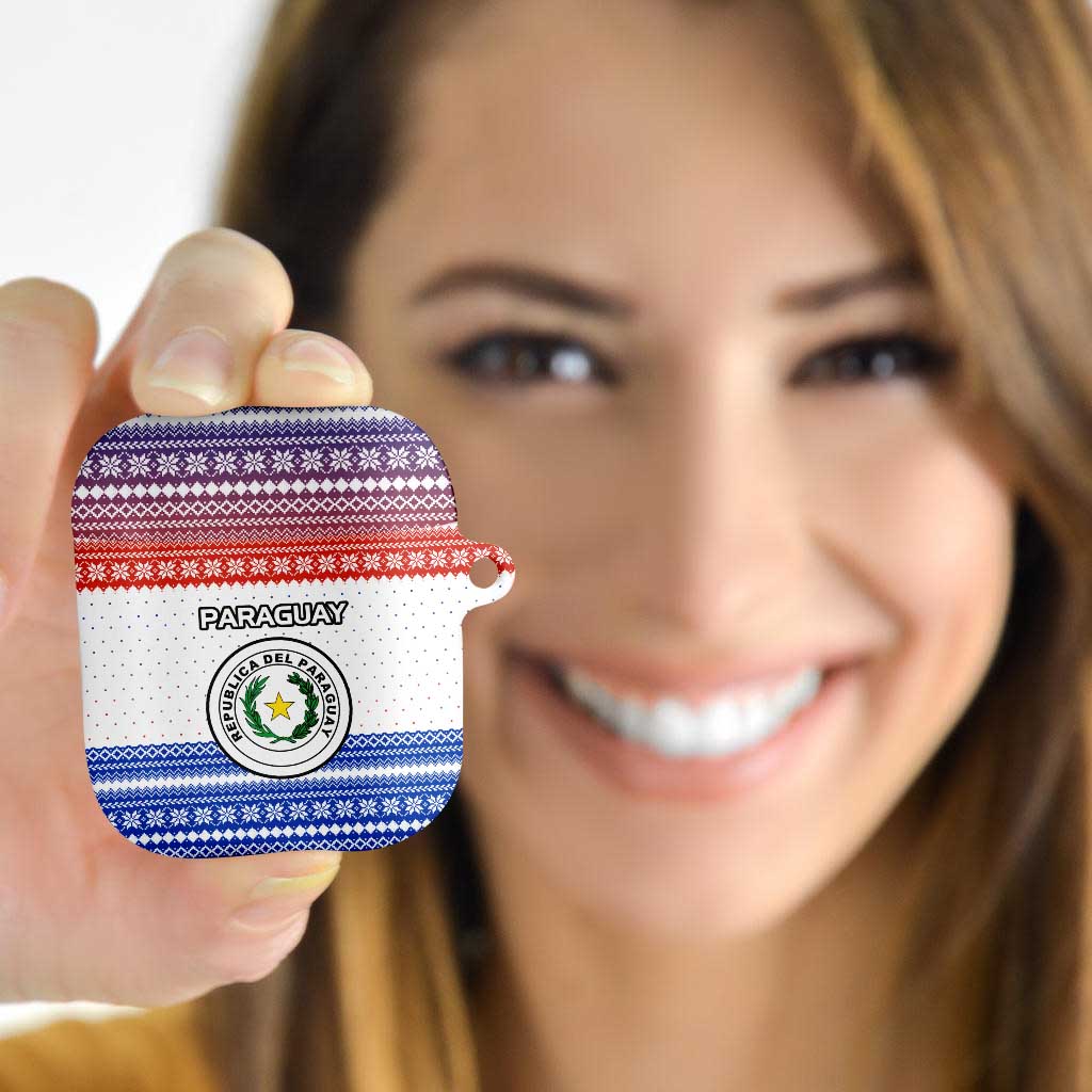 Paraguay Christmas AirPods Case with Red-White-Blue Design, National Seal, and Santa Motif - Wonder Print Shop