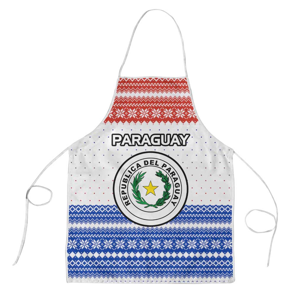 Paraguay Christmas Apron with Red-White-Blue Design, National Seal, and Santa Motif - Wonder Print Shop
