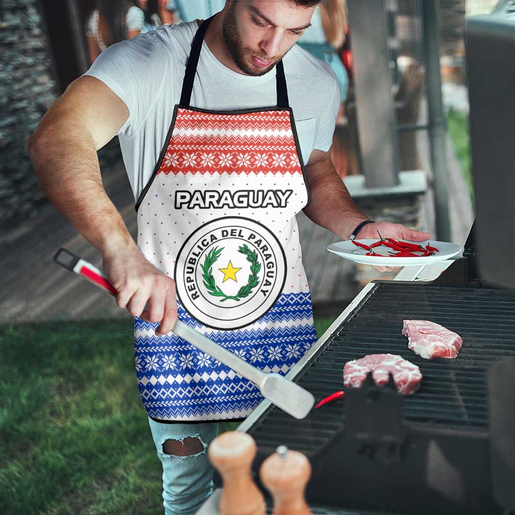 Paraguay Christmas Apron with Red-White-Blue Design, National Seal, and Santa Motif - Wonder Print Shop