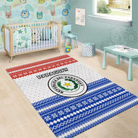 Paraguay Christmas Area Rug with Red-White-Blue Design, National Seal, and Santa Motif - Wonder Print Shop