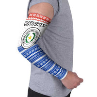 Paraguay Christmas Arm Sleeves with Red-White-Blue Design, National Seal, and Santa Motif - Wonder Print Shop