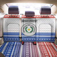 Paraguay Christmas Back Car Seat Cover with Red-White-Blue Design, National Seal, and Santa Motif - Wonder Print Shop