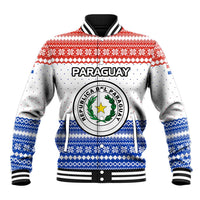 Paraguay Christmas Baseball Jacket with Red-White-Blue Design, National Seal, and Santa Motif - Wonder Print Shop