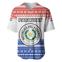 Paraguay Christmas Baseball Jersey with Red-White-Blue Design, National Seal, and Santa Motif - Wonder Print Shop