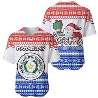 Paraguay Christmas Baseball Jersey with Red-White-Blue Design, National Seal, and Santa Motif - Wonder Print Shop