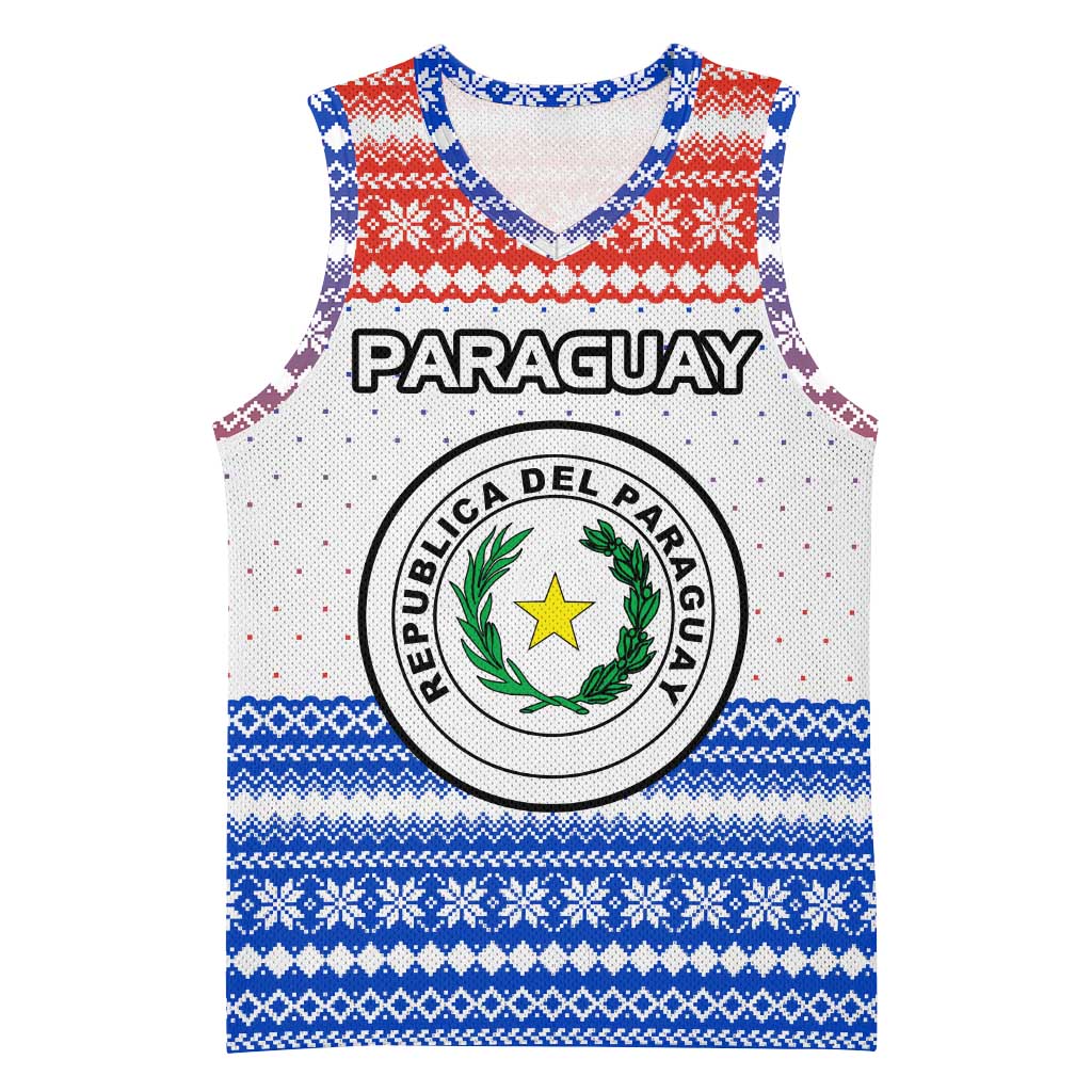Paraguay Christmas Basketball Jersey with Red-White-Blue Design, National Seal, and Santa Motif - Wonder Print Shop