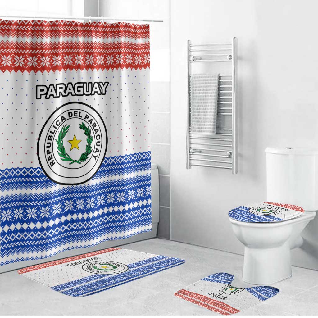 Paraguay Christmas Bathroom Set with Red-White-Blue Design, National Seal, and Santa Motif - Wonder Print Shop
