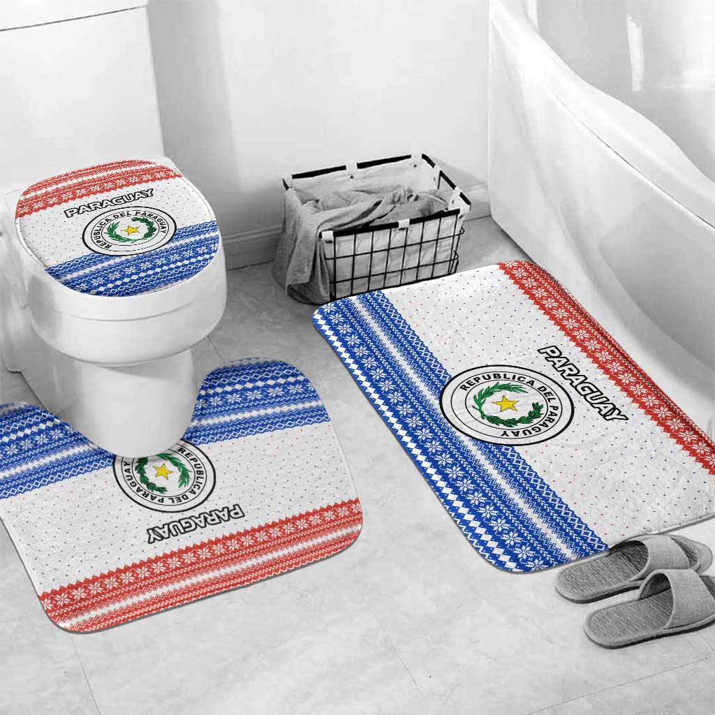 Paraguay Christmas Bathroom Set with Red-White-Blue Design, National Seal, and Santa Motif - Wonder Print Shop