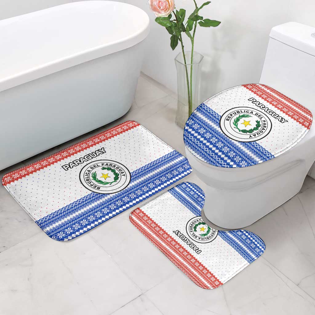 Paraguay Christmas Bathroom Set with Red-White-Blue Design, National Seal, and Santa Motif - Wonder Print Shop