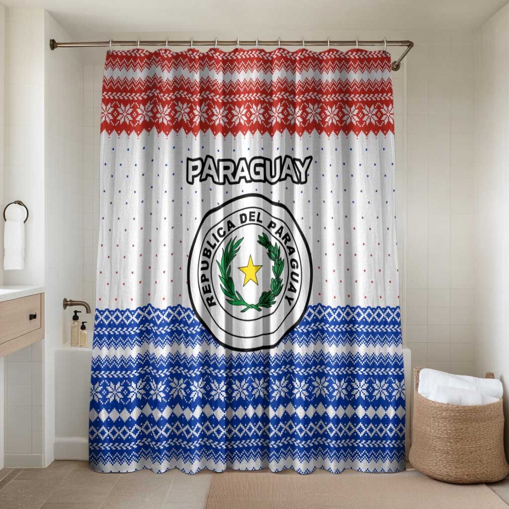 Paraguay Christmas Bathroom Set with Red-White-Blue Design, National Seal, and Santa Motif - Wonder Print Shop