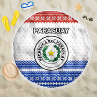 Paraguay Christmas Beach Blanket with Red-White-Blue Design, National Seal, and Santa Motif - Wonder Print Shop