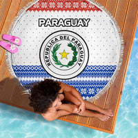 Paraguay Christmas Beach Blanket with Red-White-Blue Design, National Seal, and Santa Motif - Wonder Print Shop