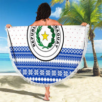 Paraguay Christmas Beach Blanket with Red-White-Blue Design, National Seal, and Santa Motif - Wonder Print Shop