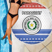 Paraguay Christmas Beach Blanket with Red-White-Blue Design, National Seal, and Santa Motif - Wonder Print Shop