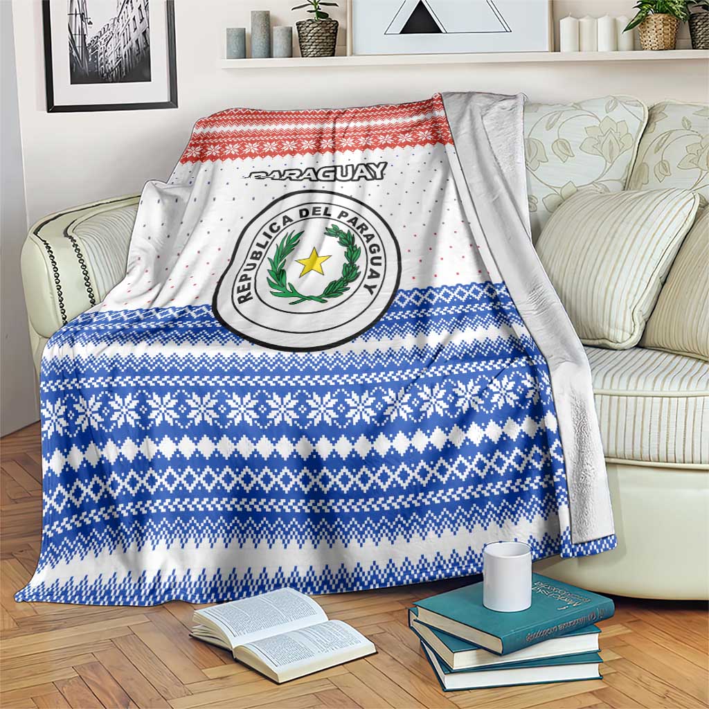 Paraguay Christmas Blanket with Red-White-Blue Design, National Seal, and Santa Motif - Wonder Print Shop