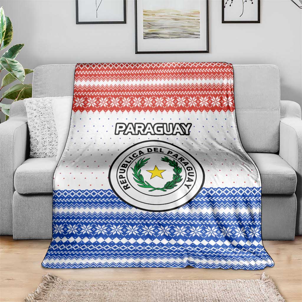 Paraguay Christmas Blanket with Red-White-Blue Design, National Seal, and Santa Motif - Wonder Print Shop