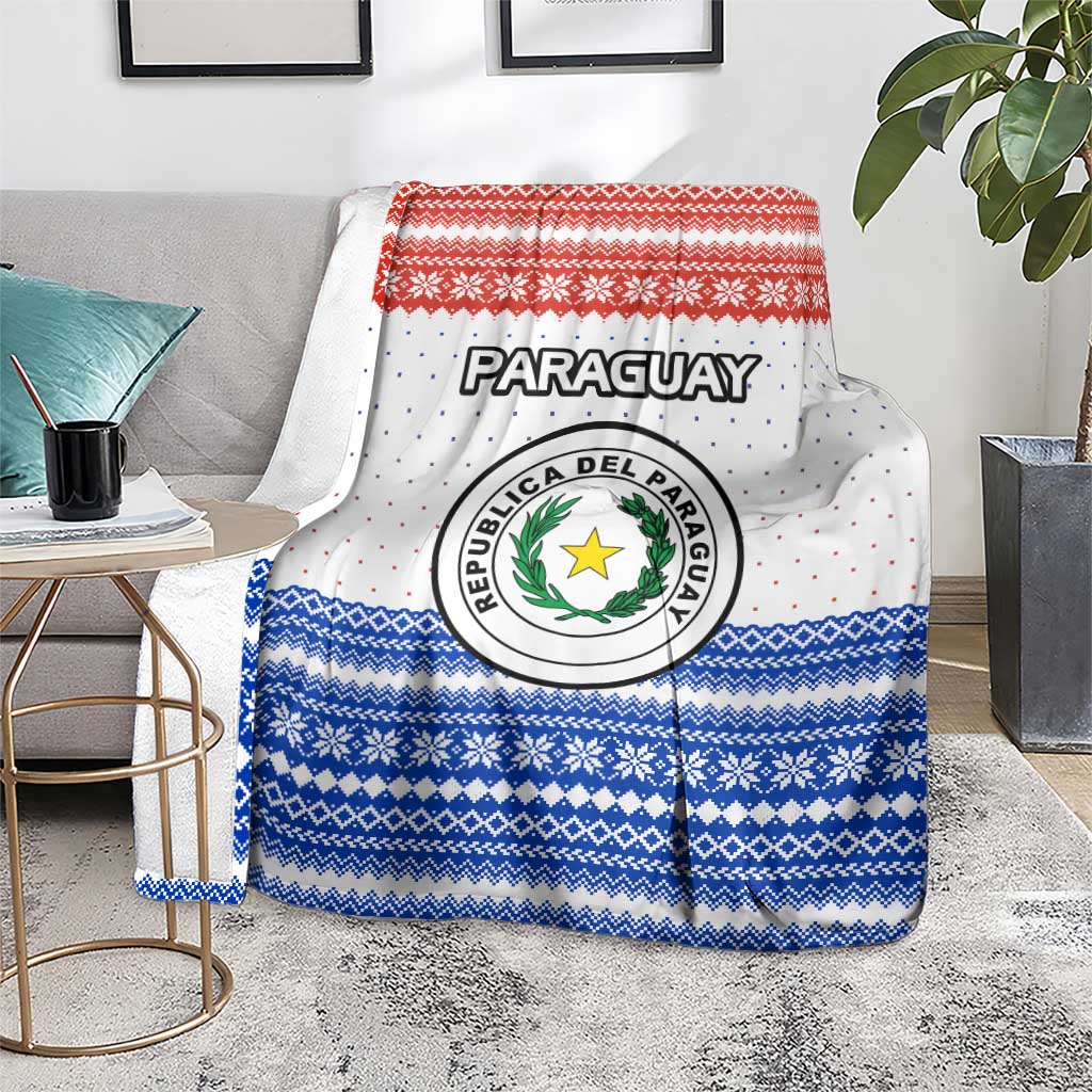 Paraguay Christmas Blanket with Red-White-Blue Design, National Seal, and Santa Motif - Wonder Print Shop