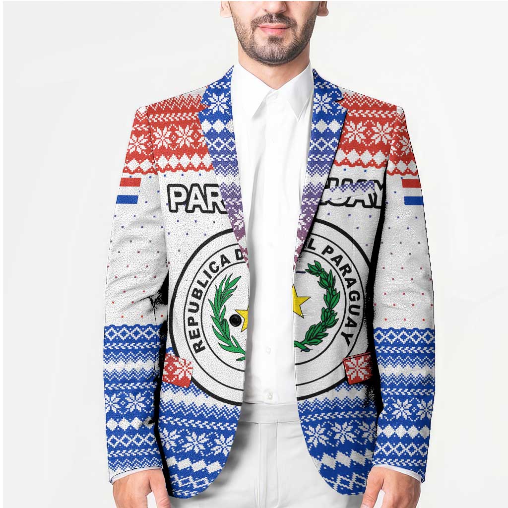 Paraguay Christmas Blazer with Red-White-Blue Design, National Seal, and Santa Motif - Wonder Print Shop