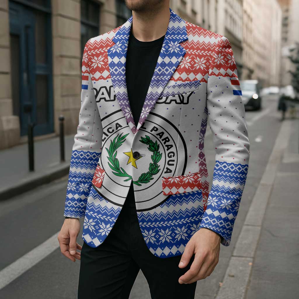 Paraguay Christmas Blazer with Red-White-Blue Design, National Seal, and Santa Motif - Wonder Print Shop