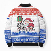 Paraguay Christmas Bomber Puffer Jacket with Red-White-Blue Design, National Seal, and Santa Motif - Wonder Print Shop