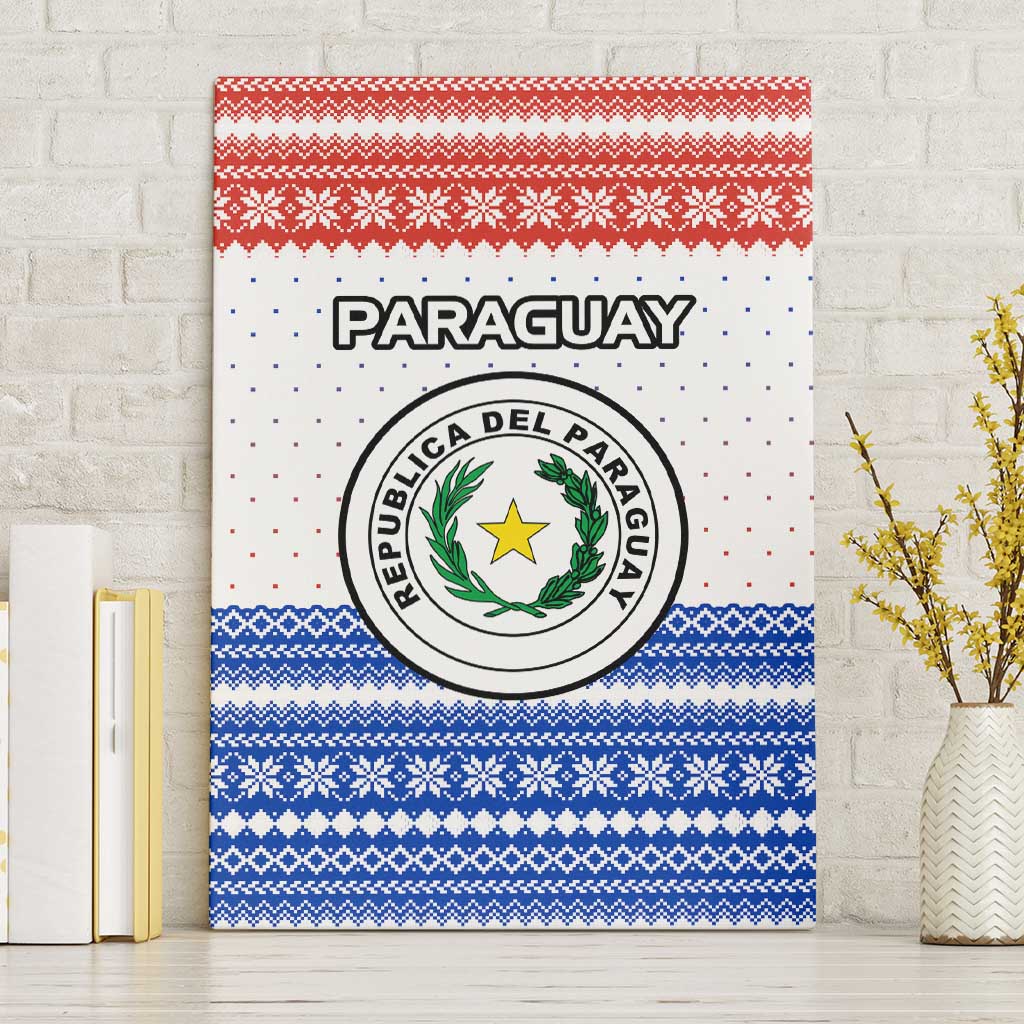 Paraguay Christmas Canvas Wall Art with Red-White-Blue Design, National Seal, and Santa Motif - Wonder Print Shop