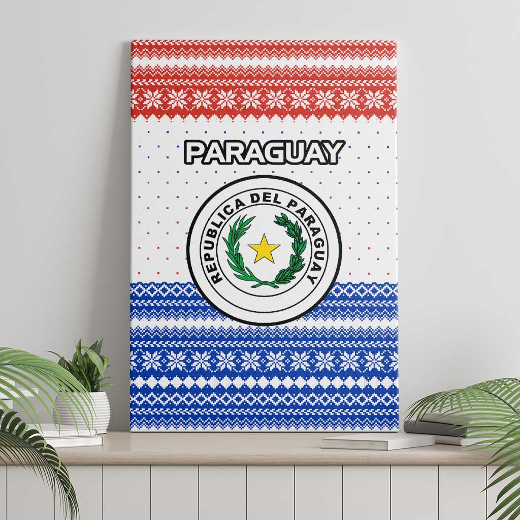 Paraguay Christmas Canvas Wall Art with Red-White-Blue Design, National Seal, and Santa Motif - Wonder Print Shop