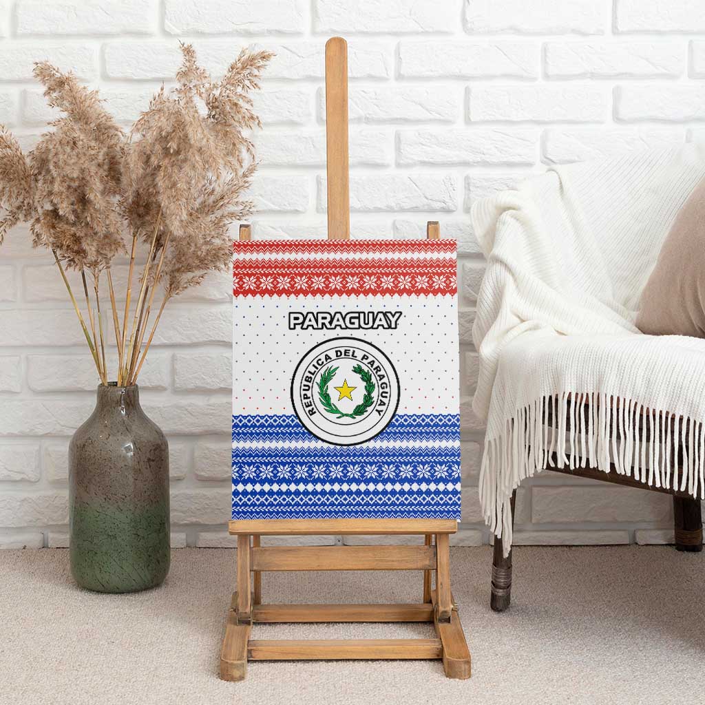 Paraguay Christmas Canvas Wall Art with Red-White-Blue Design, National Seal, and Santa Motif - Wonder Print Shop