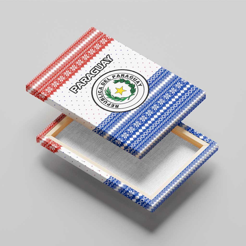 Paraguay Christmas Canvas Wall Art with Red-White-Blue Design, National Seal, and Santa Motif - Wonder Print Shop