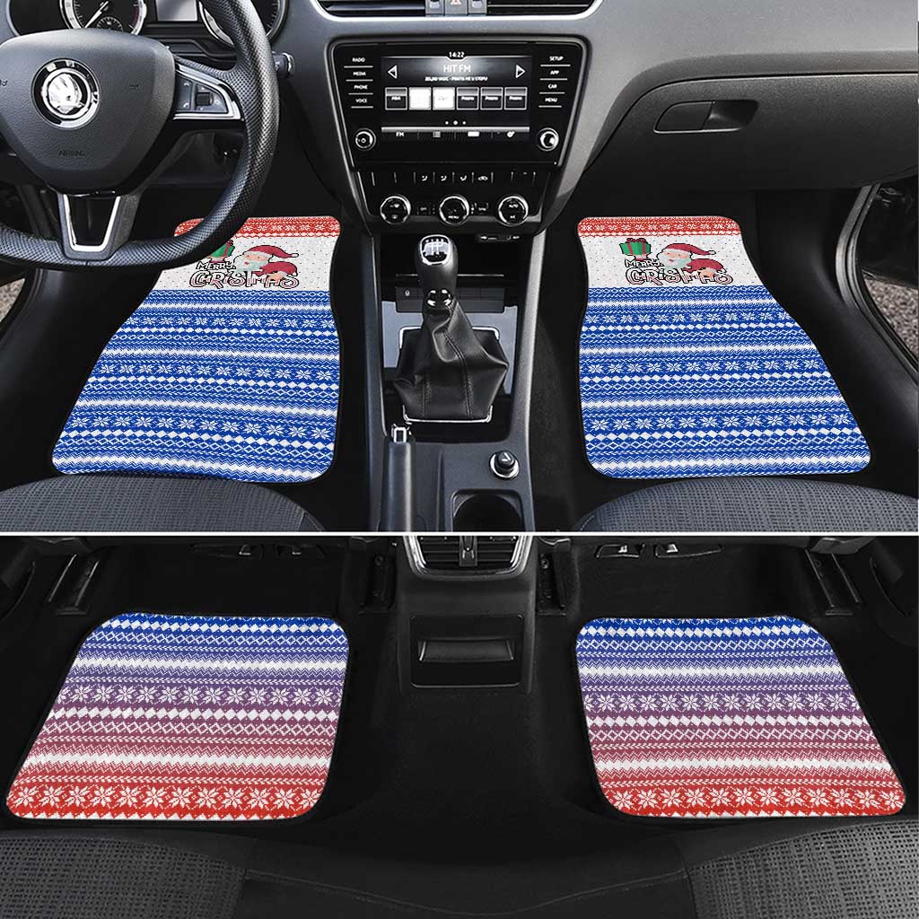 Paraguay Christmas Car Mats with Red-White-Blue Design, National Seal, and Santa Motif - Wonder Print Shop