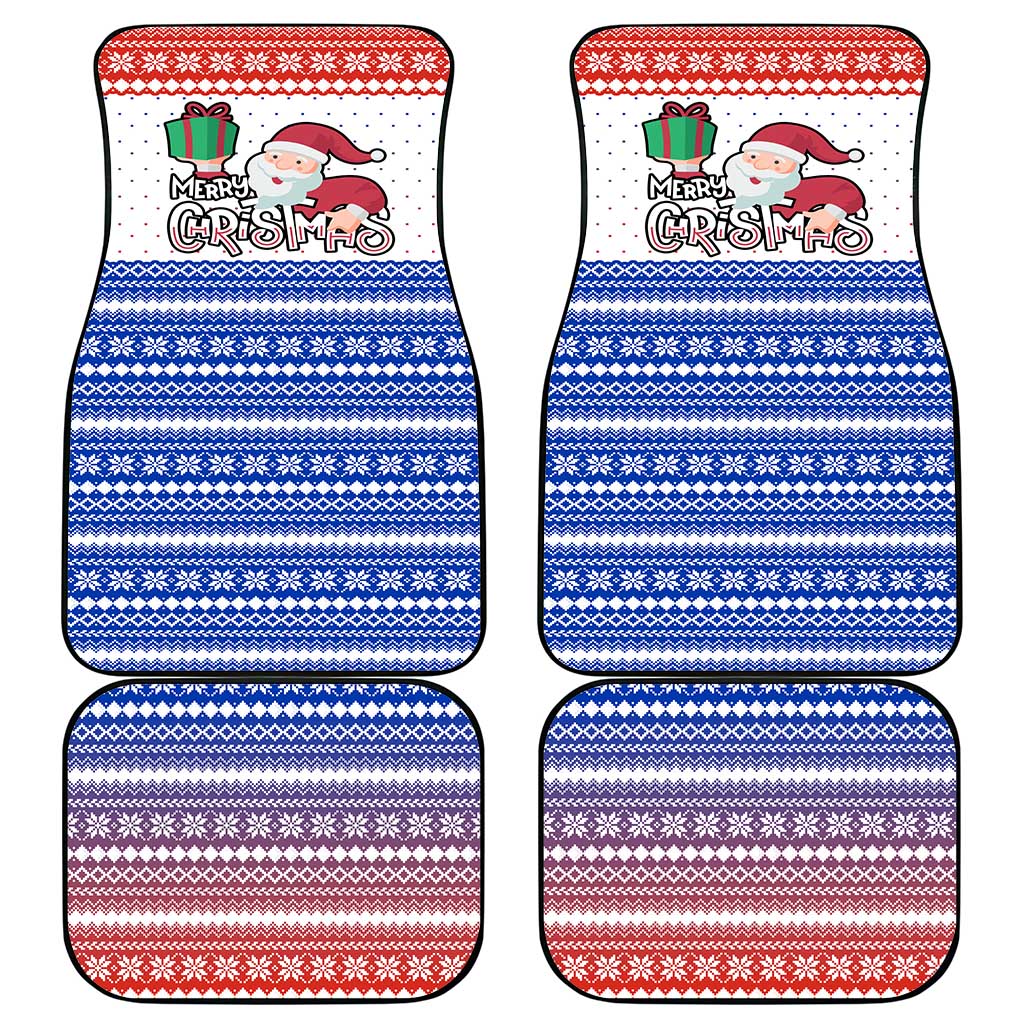 Paraguay Christmas Car Mats with Red-White-Blue Design, National Seal, and Santa Motif - Wonder Print Shop