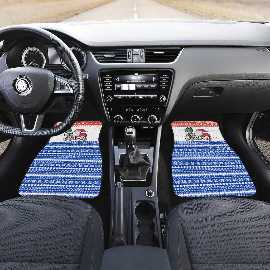 Paraguay Christmas Car Mats with Red-White-Blue Design, National Seal, and Santa Motif - Wonder Print Shop