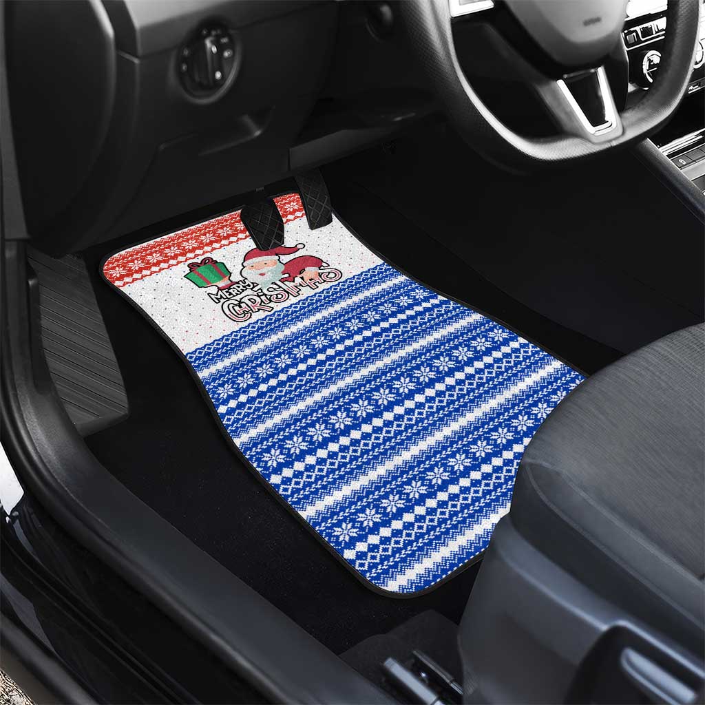Paraguay Christmas Car Mats with Red-White-Blue Design, National Seal, and Santa Motif - Wonder Print Shop