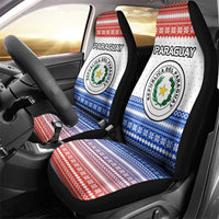 Paraguay Christmas Car Seat Cover with Red-White-Blue Design, National Seal, and Santa Motif - Wonder Print Shop