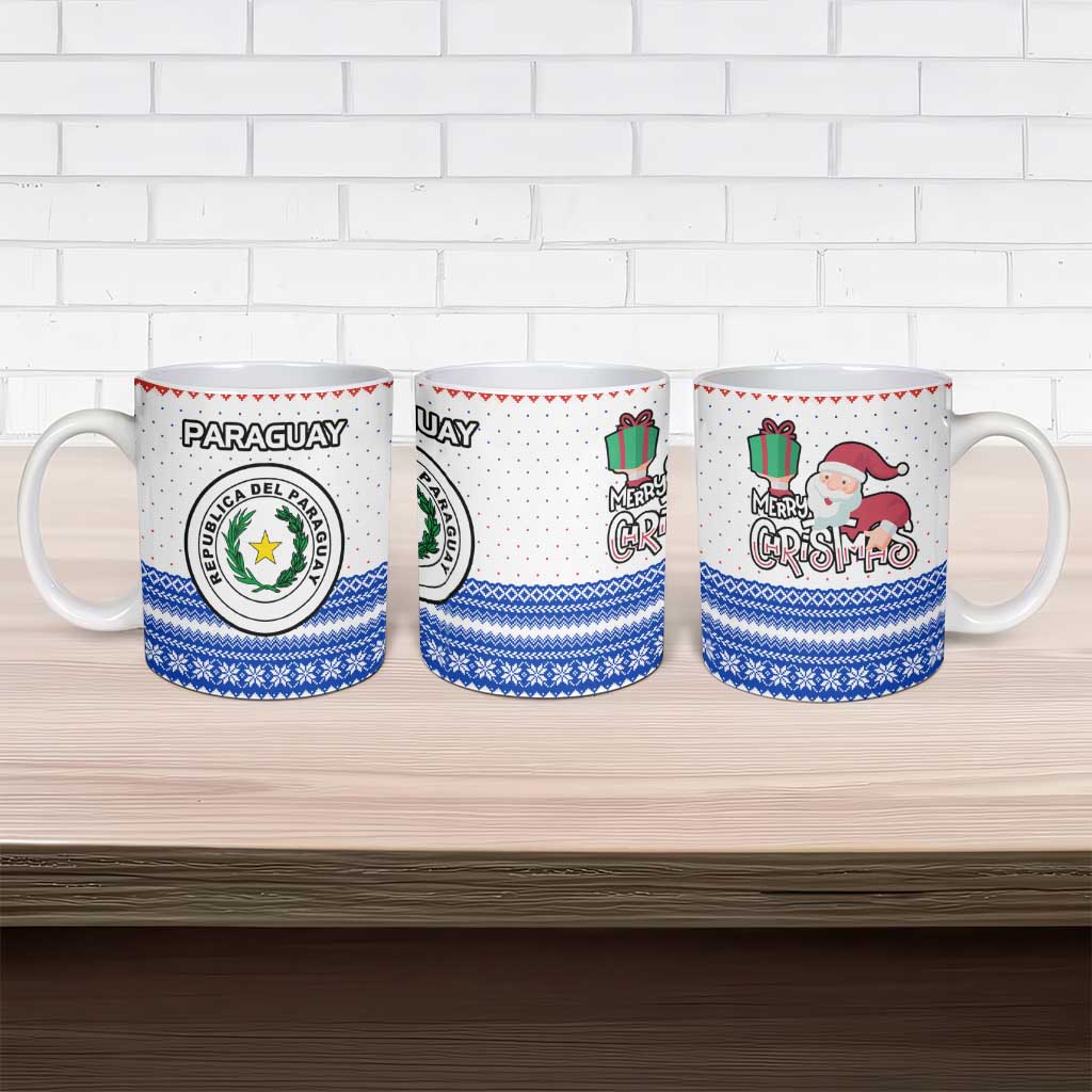 Paraguay Christmas Ceramic Mug with Red-White-Blue Design, National Seal, and Santa Motif - Wonder Print Shop