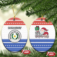 Paraguay Christmas Ceramic Ornament with Red-White-Blue Design, National Seal, and Santa Motif - Wonder Print Shop