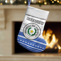 Paraguay Christmas Stocking with Red-White-Blue Design, National Seal, and Santa Motif - Wonder Print Shop