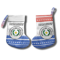 Paraguay Christmas Stocking with Red-White-Blue Design, National Seal, and Santa Motif - Wonder Print Shop