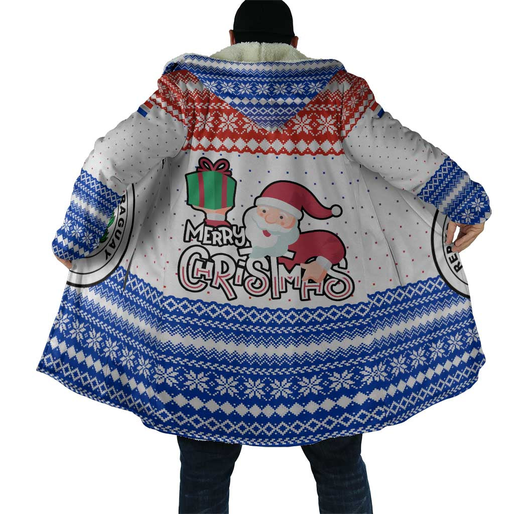 Paraguay Christmas Cloak with Red-White-Blue Design, National Seal, and Santa Motif - Wonder Print Shop