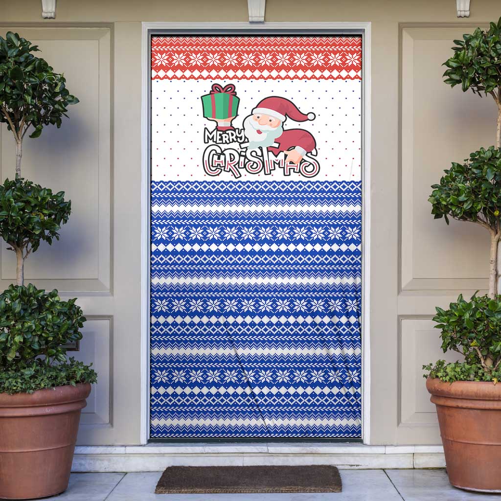 Paraguay Christmas Door Cover with Red-White-Blue Design, National Seal, and Santa Motif - Wonder Print Shop