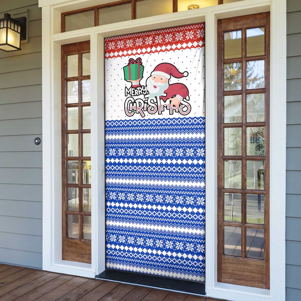 Paraguay Christmas Door Cover with Red-White-Blue Design, National Seal, and Santa Motif - Wonder Print Shop